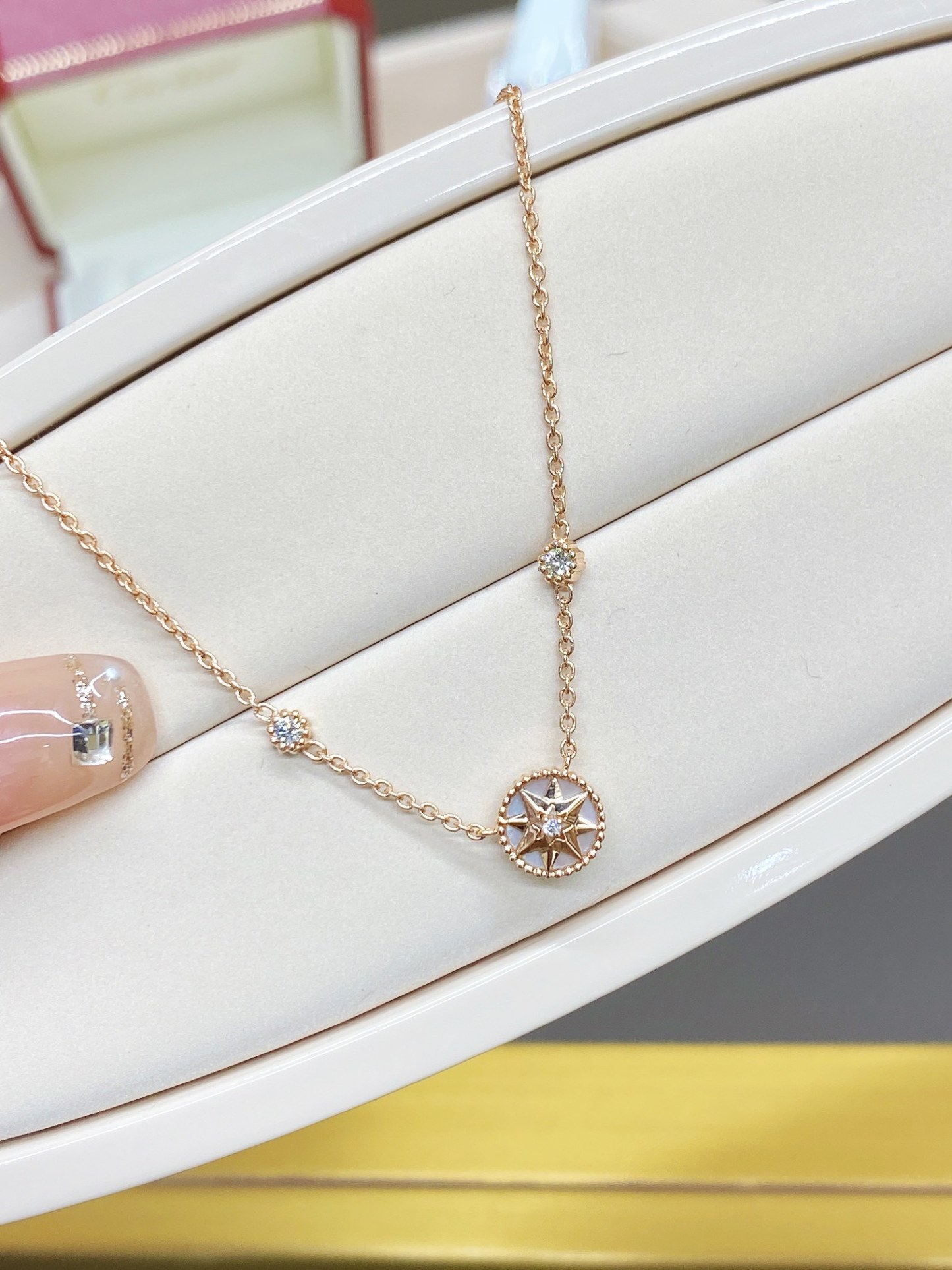 ディオール「Dior」 ROSE DIOR BAGATELLE ハートネックレス40CM