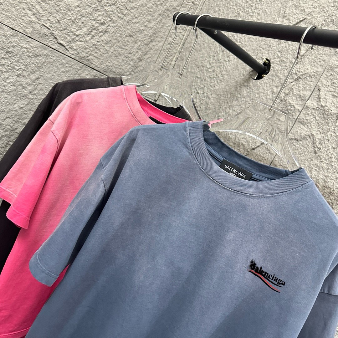 バレンシアガ「Balenciaga」2025早春新重工酸洗グラデーション旧半袖Tシャツ