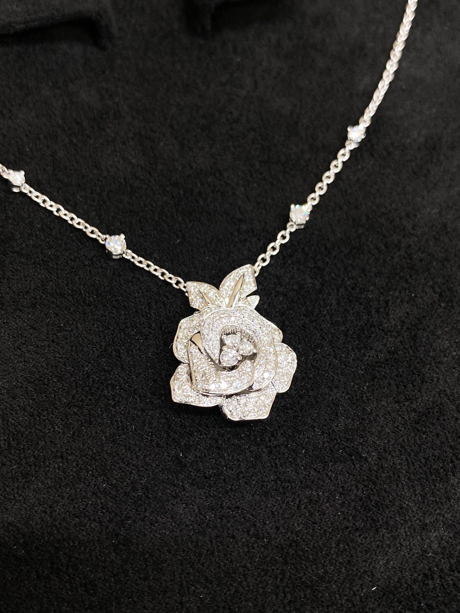 ディオール「Dior」ROSE DIOR BAGATELLE フルダイヤモンドネックレス40CM