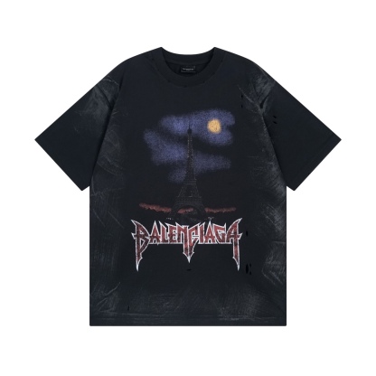 バレンシアガ「Balenciaga」2024 エッフェル塔グラデーション スプレーアートTシャツ