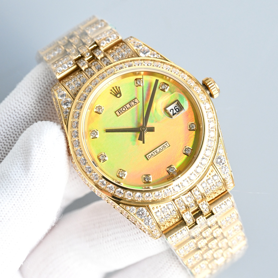 ロレックス「Rolex」 レディースデイトジャスト 178288 フルダイヤモデル 腕時計41mm