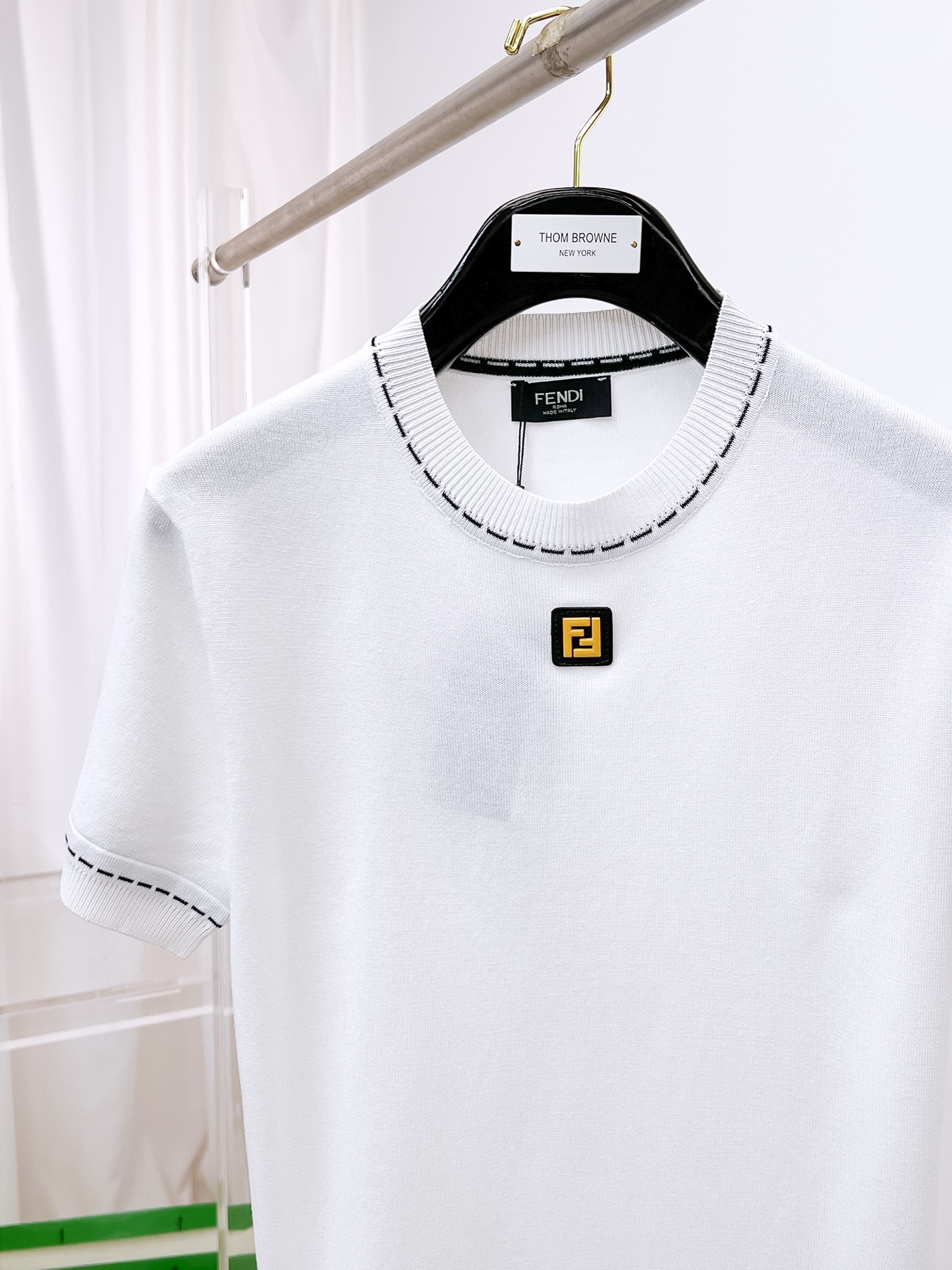 フェンディ「Fendi」2025SS メンズ プレミアムニット ショートスリーブTシャツ