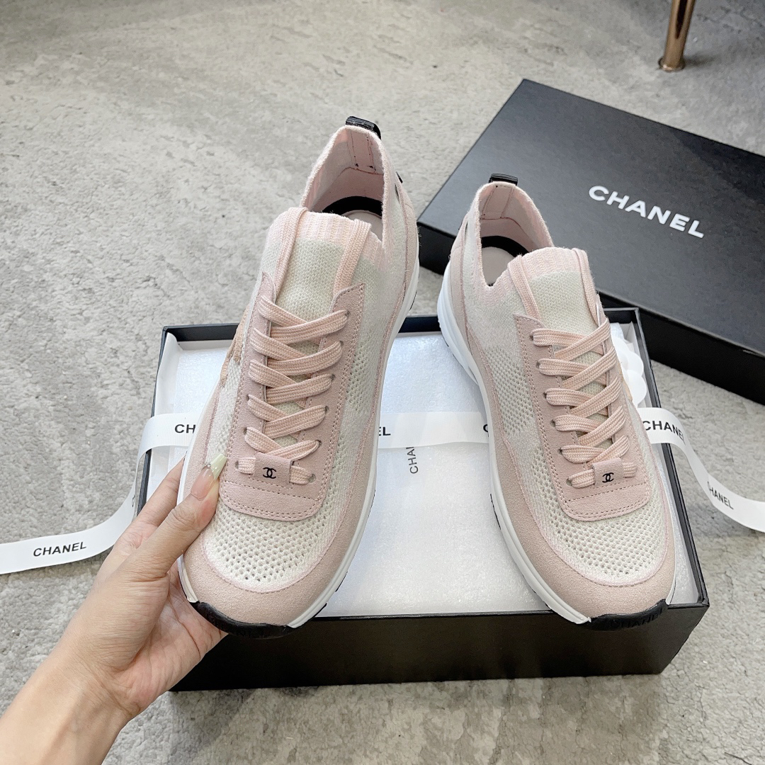 シャネル「Chanel」23B メッシュスニーカー レザートリム