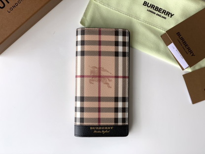 バーバリー「Burberry」Haymarket チェック & レザー 二つ折り長財布