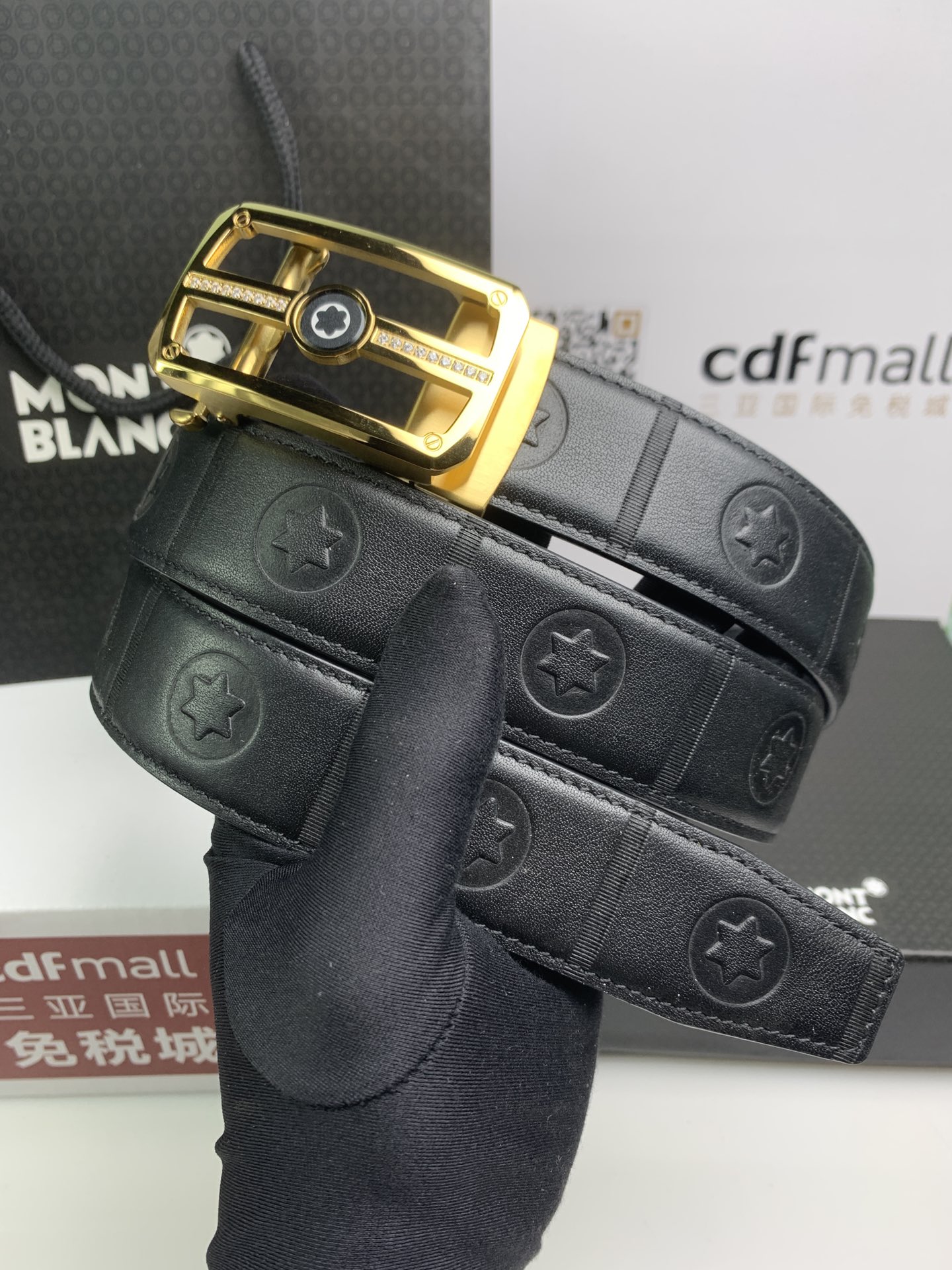 モンブラン「Montblanc」 クラシックコレクション プレミアムエンボスレザー ベルト100cm