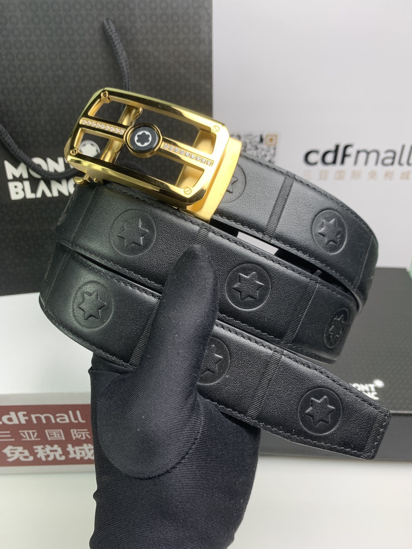 モンブラン「Montblanc」 クラシックコレクション プレミアムエンボスレザー ベルト100cm