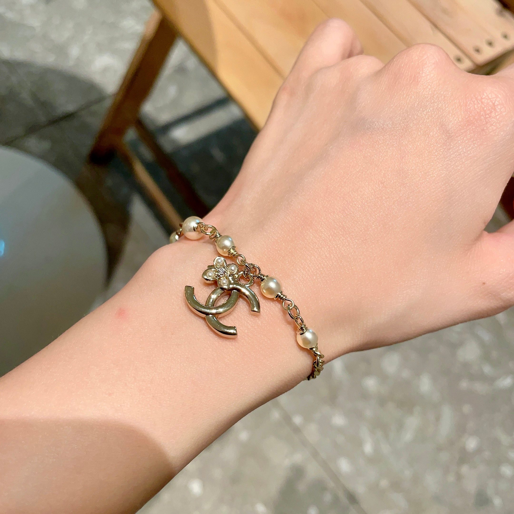 シャネル「Chanel」パール＆ダブルCブレスレット ブレスレット