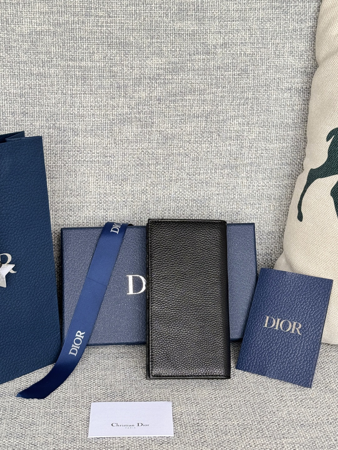 ディオール「Dior」Oblique モチーフ レザー コンパクト ロングウォレット