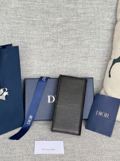 ディオール「Dior」Oblique モチーフ レザー コンパクト ロングウォレット