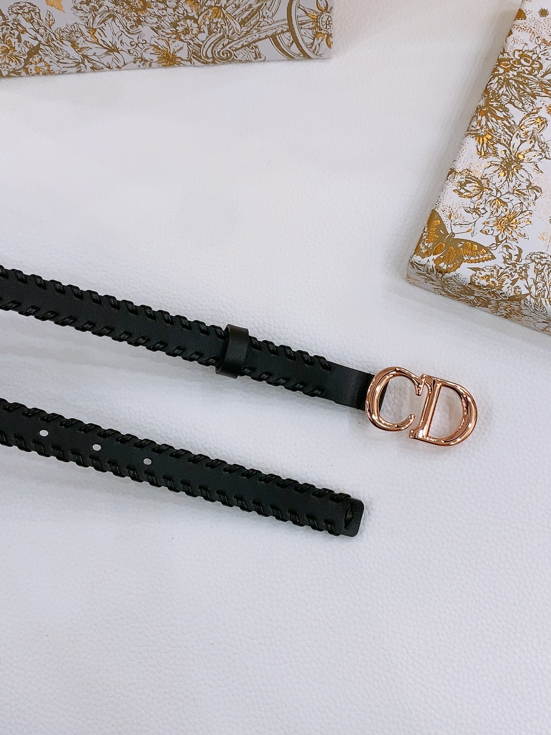 ディオール「Dior」Saddle Belt Montaigne Star レザーベルト100CM