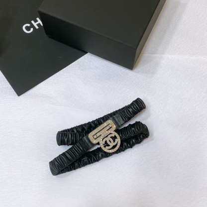シャネル「Chanel」ワイドバックル レザーベルト ベルト100CM