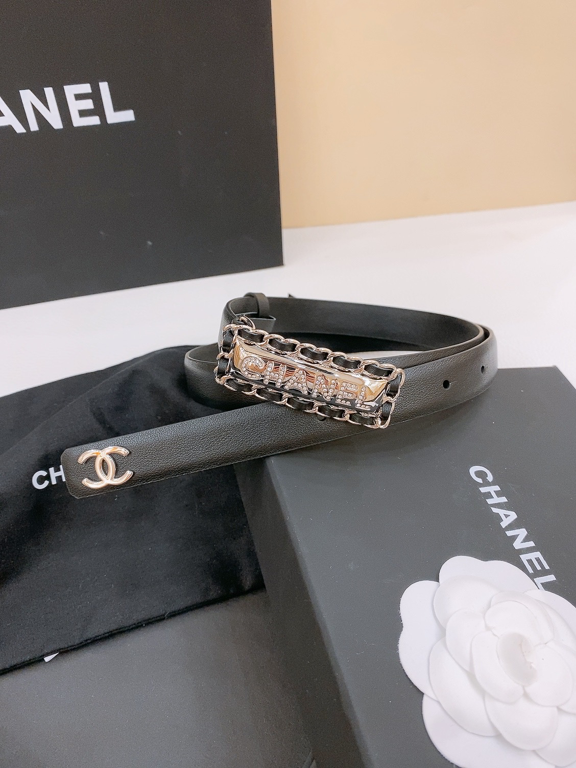 シャネル「Chanel」クラシック ダブルC レザーベルト ベルト100CM