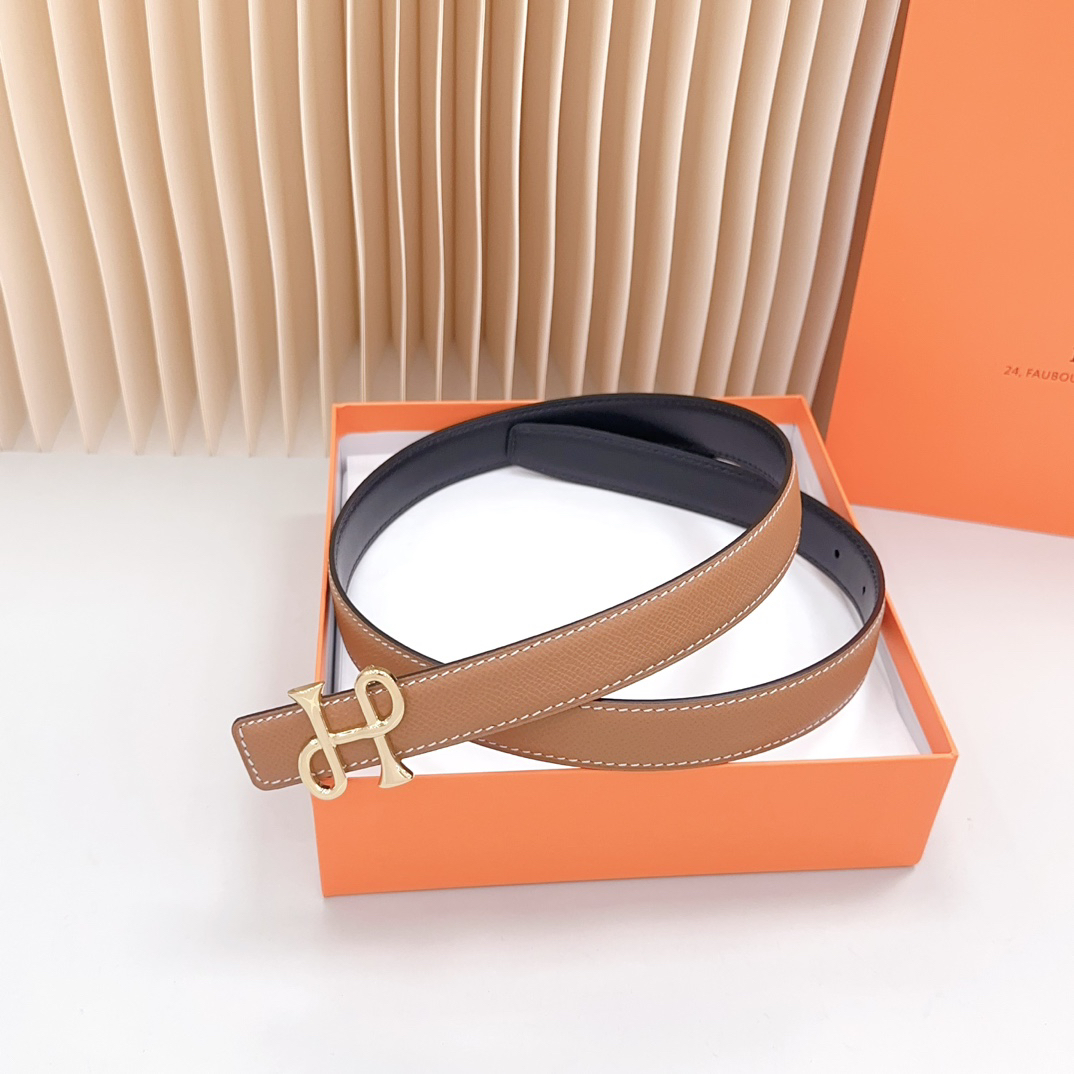 エルメス「Hermès」Jumbo Belt Buckle & ダブルフェイスレザーベルト100cm