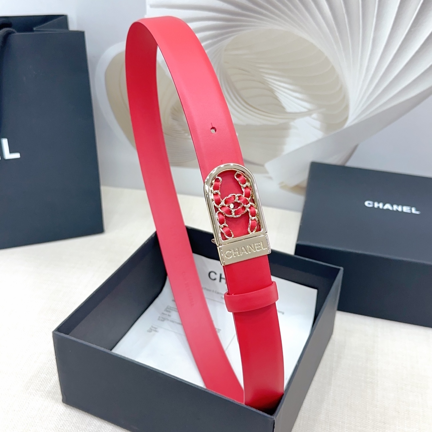 シャネル「Chanel」ダブルフェイス レザー ベルト100CM