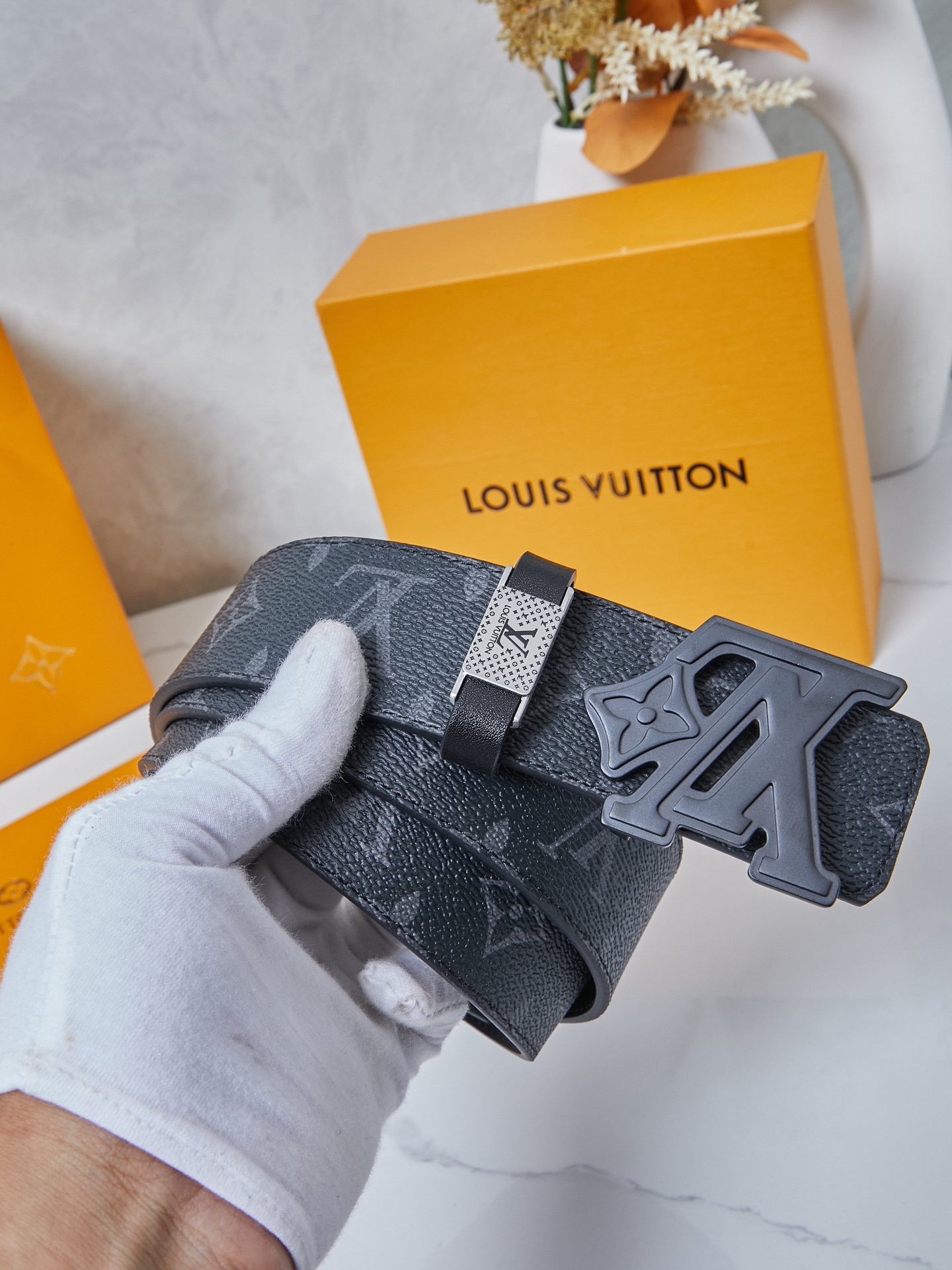 ルイ・ヴィトン「Louis Vuitton」リバーシブル モノグラム レザー＆キャンバス ベルト100CM