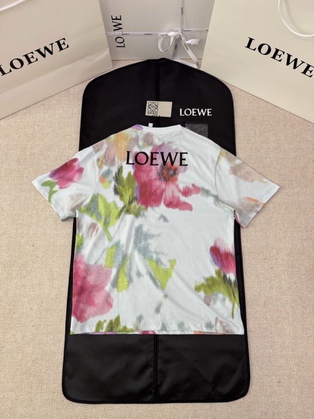 ロエベ「Loewe」フローラル プリント クルーネックTシャツ