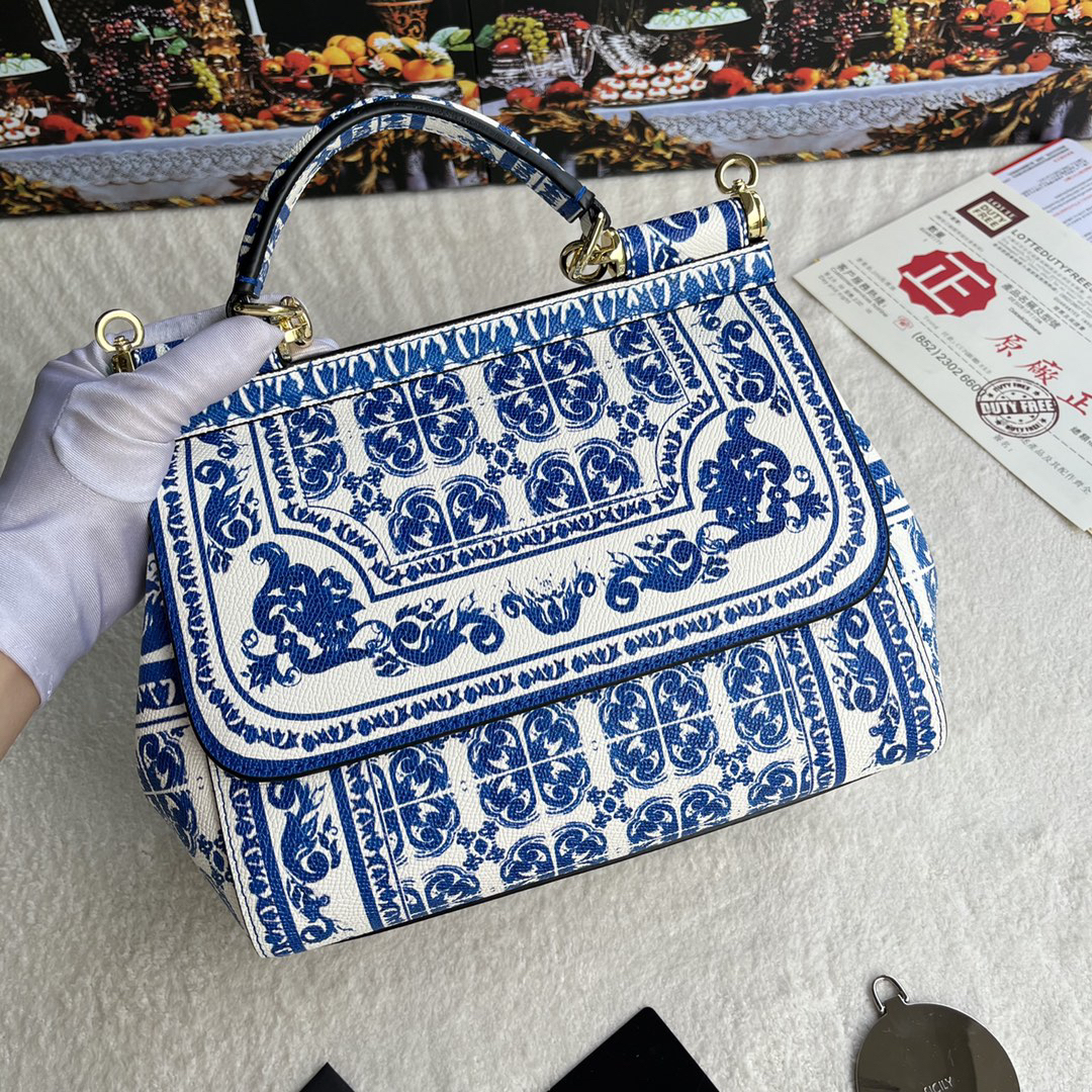 ドルチェ・アンド・ガッバーナ「D&G」 レザープリント ミラー付き ショルダーバッグ