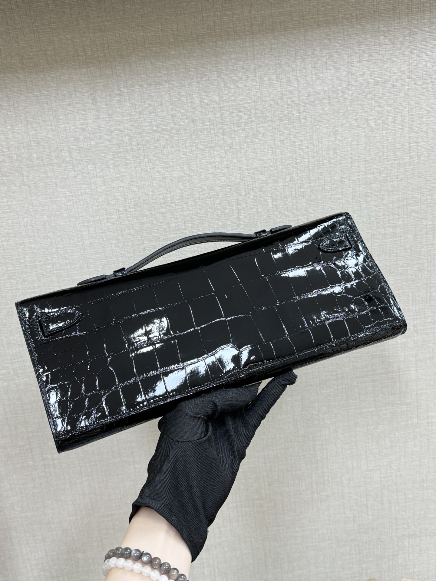 エルメス「Hermès」Kelly Cut 31 ノワール ミロワール クロコダイル レザー バッグ