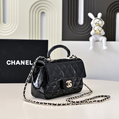 シャネル「Chanel」24SS ラムレザー ブラック チェーンショルダーバッグ レディース ミニバッグ