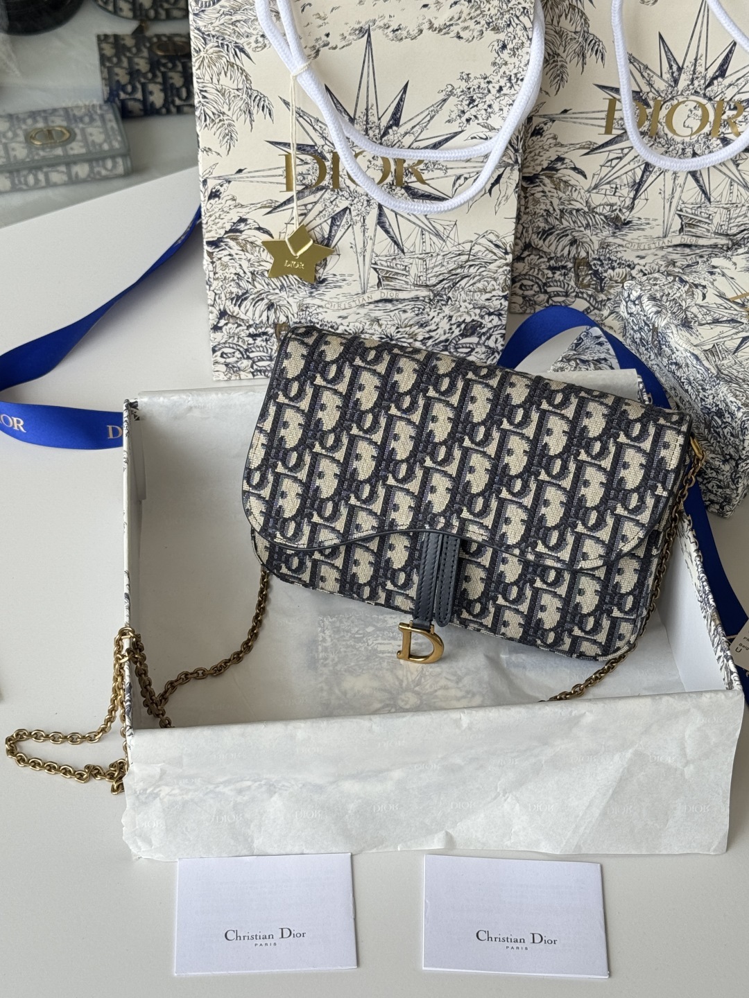 ディオール「Dior」SADDLE チェーン デニム バッグ