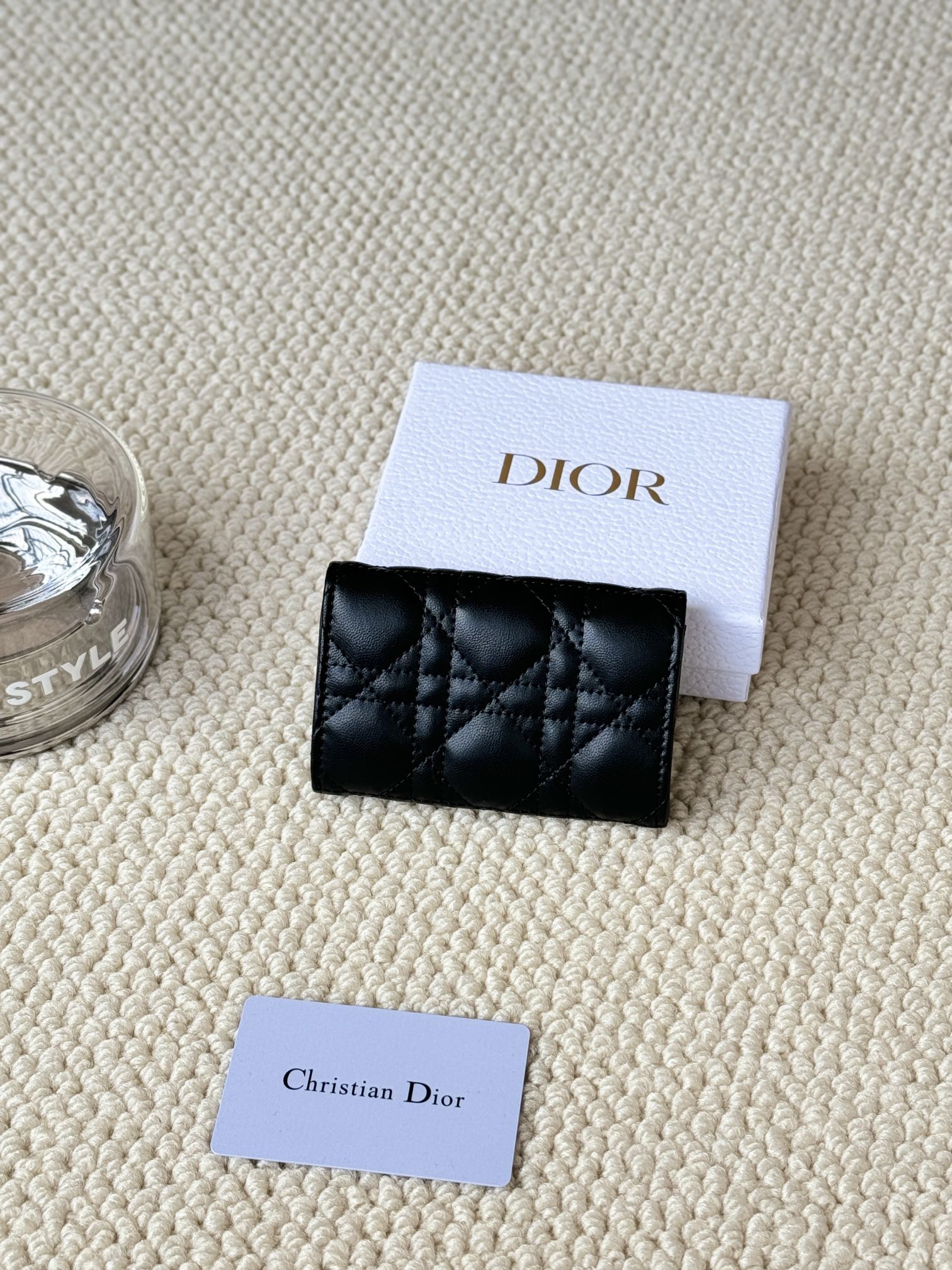 ディオール「Dior」マイ グリシン ウォレット ピンク ラムスキン カナージュ