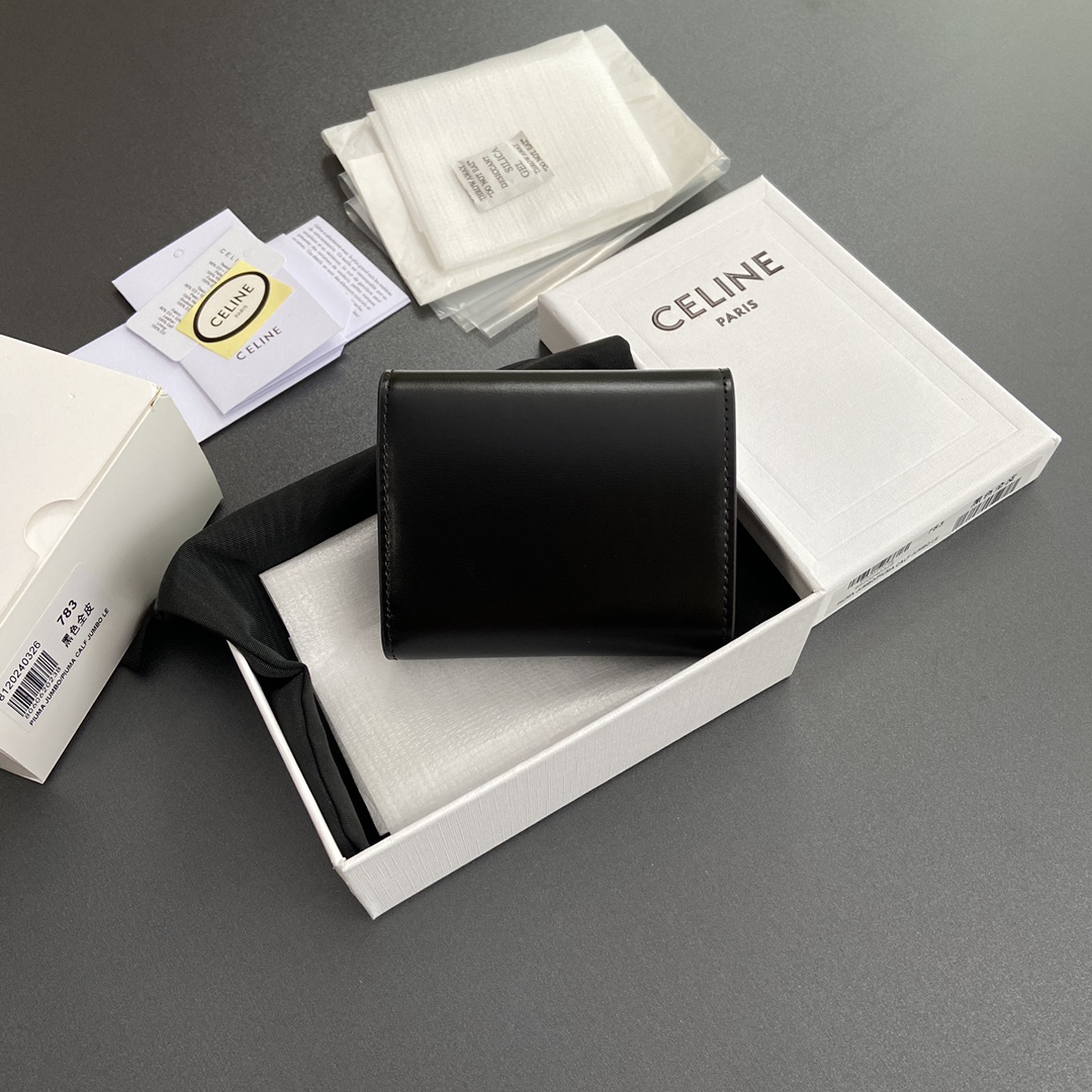 セリーヌ「Celine」トライアンンフェ グレーズドレザー コンコンパクトウォレット