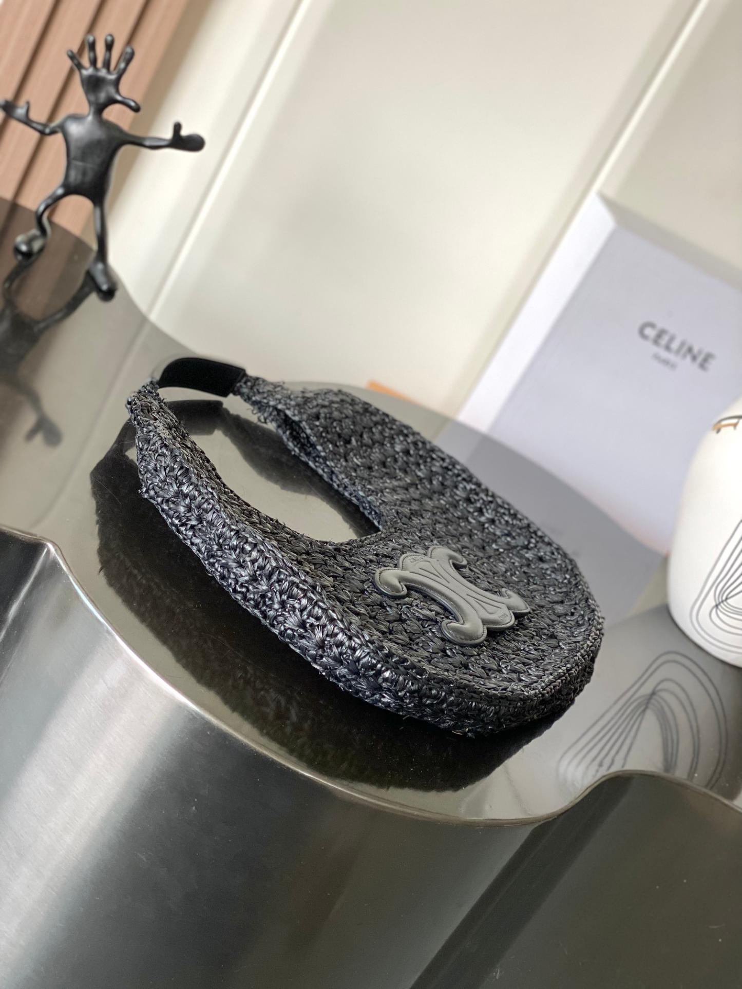 セリーヌ「Celine」CLASSIC PANIER ラフィア ショルダーバッグ