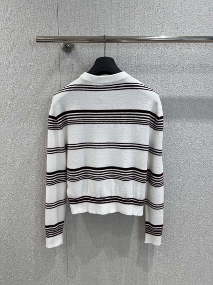 ルイ・ヴィトン「Louis Vuitton」25FW ホリゾンタルストライプ レザーパッチニットセーター