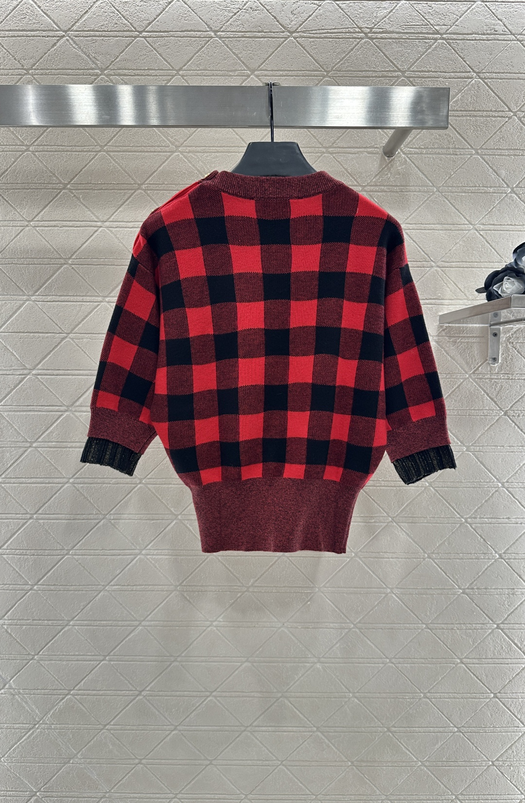 ルイ・ヴィトン「Louis Vuitton」25FW グリニッジチェック 3/4袖ニットトップス