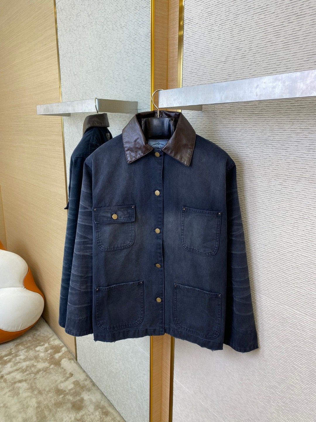 プラダ「Prada」Leather-Trimmedユーティリティジャケット