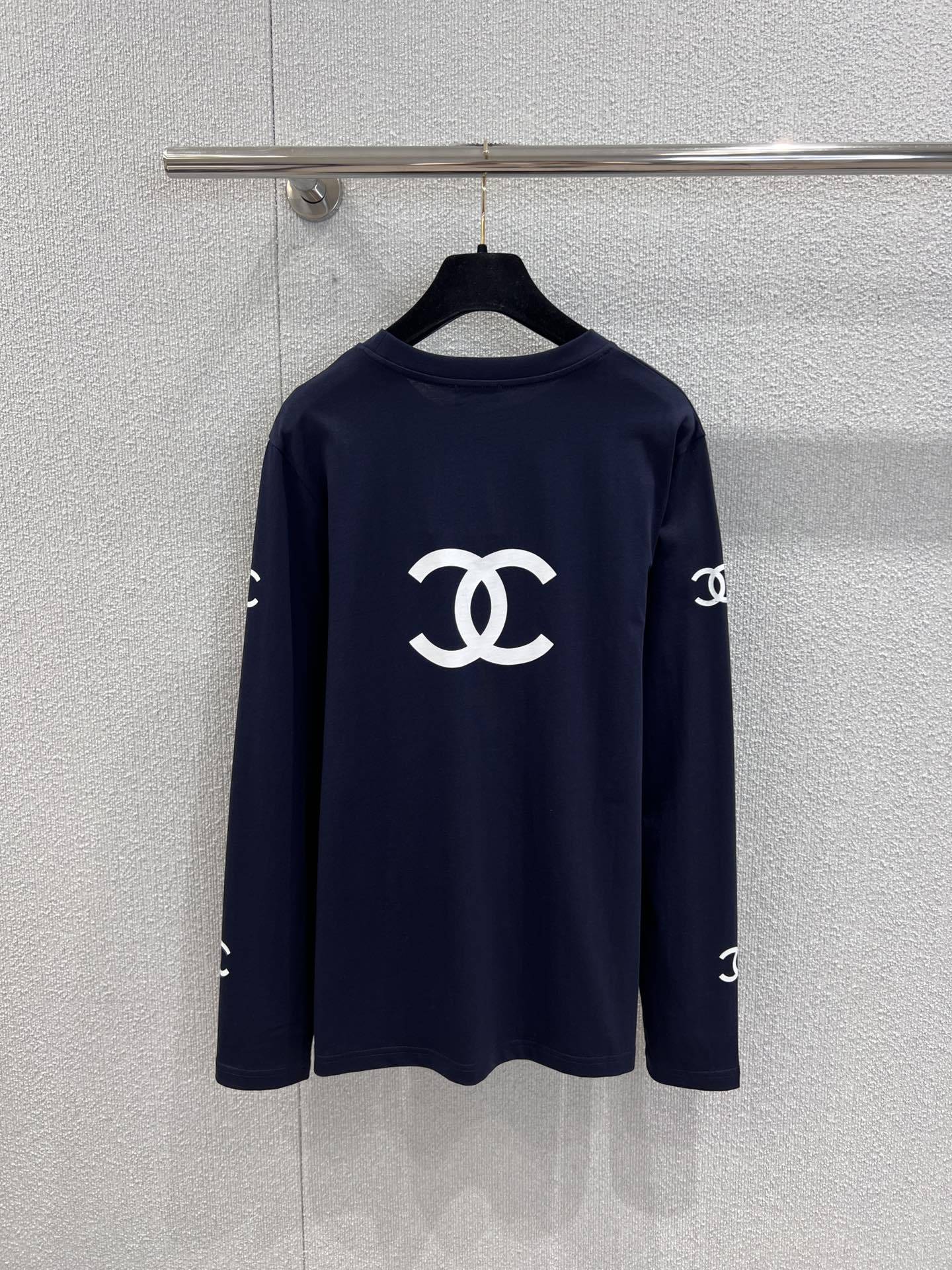 シャネル「Chanel」メタリック ダブルC ロングスリーブ Tシャツ