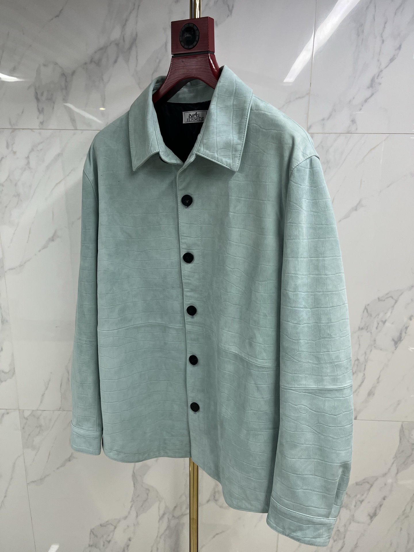 エルメス「Hermès」オレンジカラー スエードエンボス ジャケット