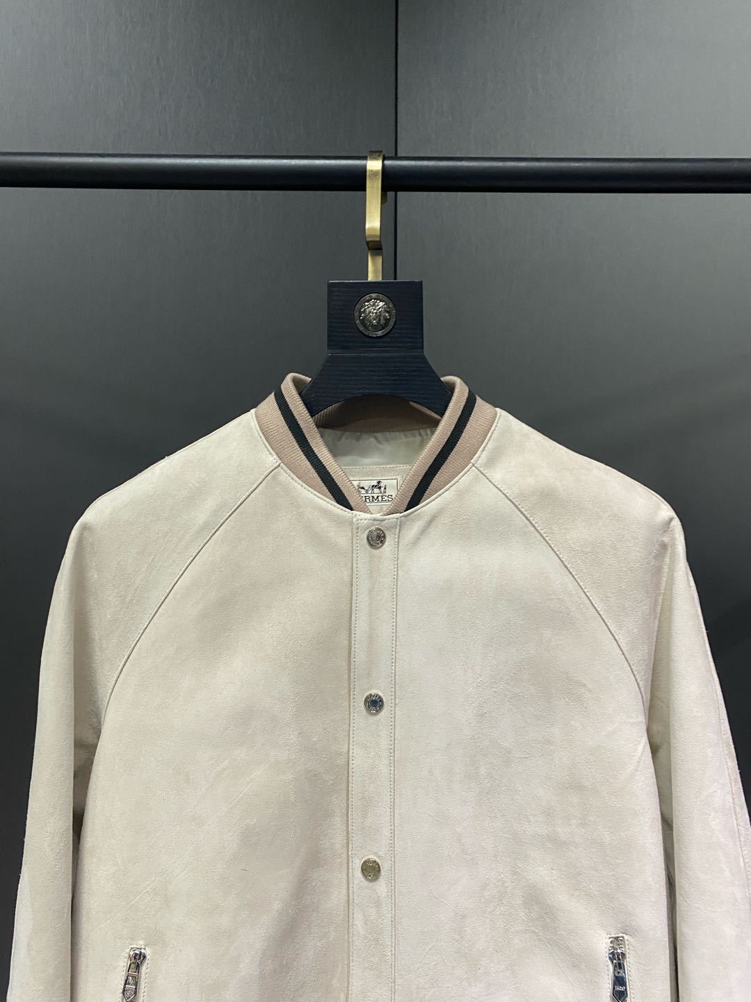 エルメス「Hermès」スエード レザー ベースボール ジャケット