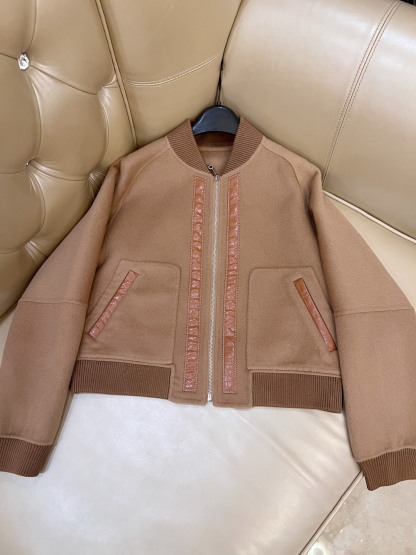 エルメス「Hermès」ダブルフェイス カシミヤ ベースボール ジャケット