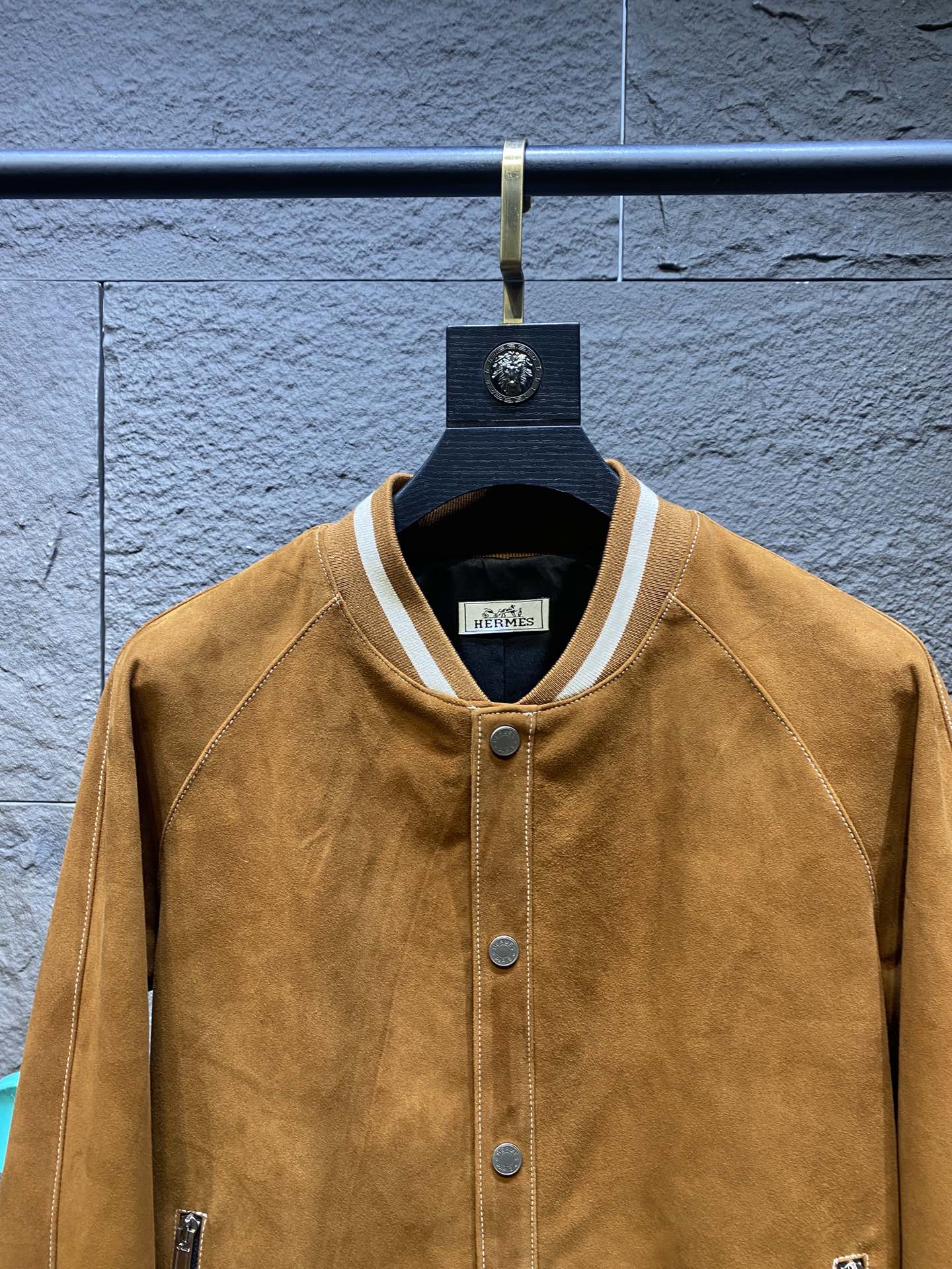 エルメス「Hermès」スエード ラムレザー ベースボール ジャケット