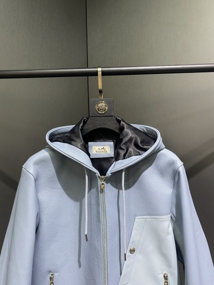 エルメス「Hermès」トップレザー フーデッド ジャケット