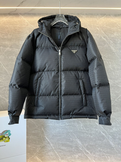 プラダ「Prada」ジャカード フード付き ダウンジャケット