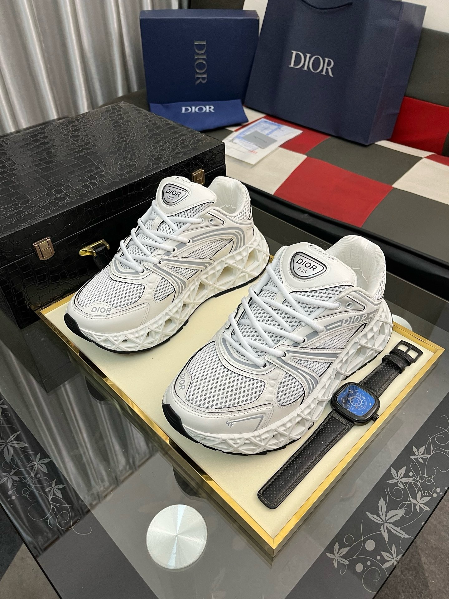 ディオール「Dior」プレミアム レザー カジュアル スニーカー