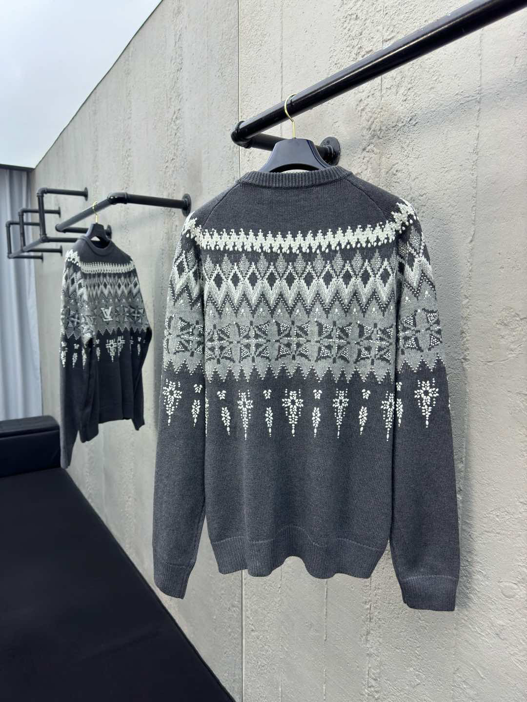 ルイ・ヴィトン「Louis Vuitton」Ski 刺繍ビーズ フィアーアイランドニット セーター