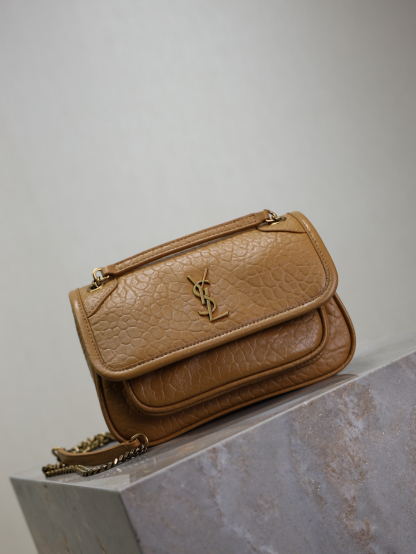 2026サンローラン「Saint Laurent NIKI ミニ グレインドラムスキン チェーンショルダーバッグ