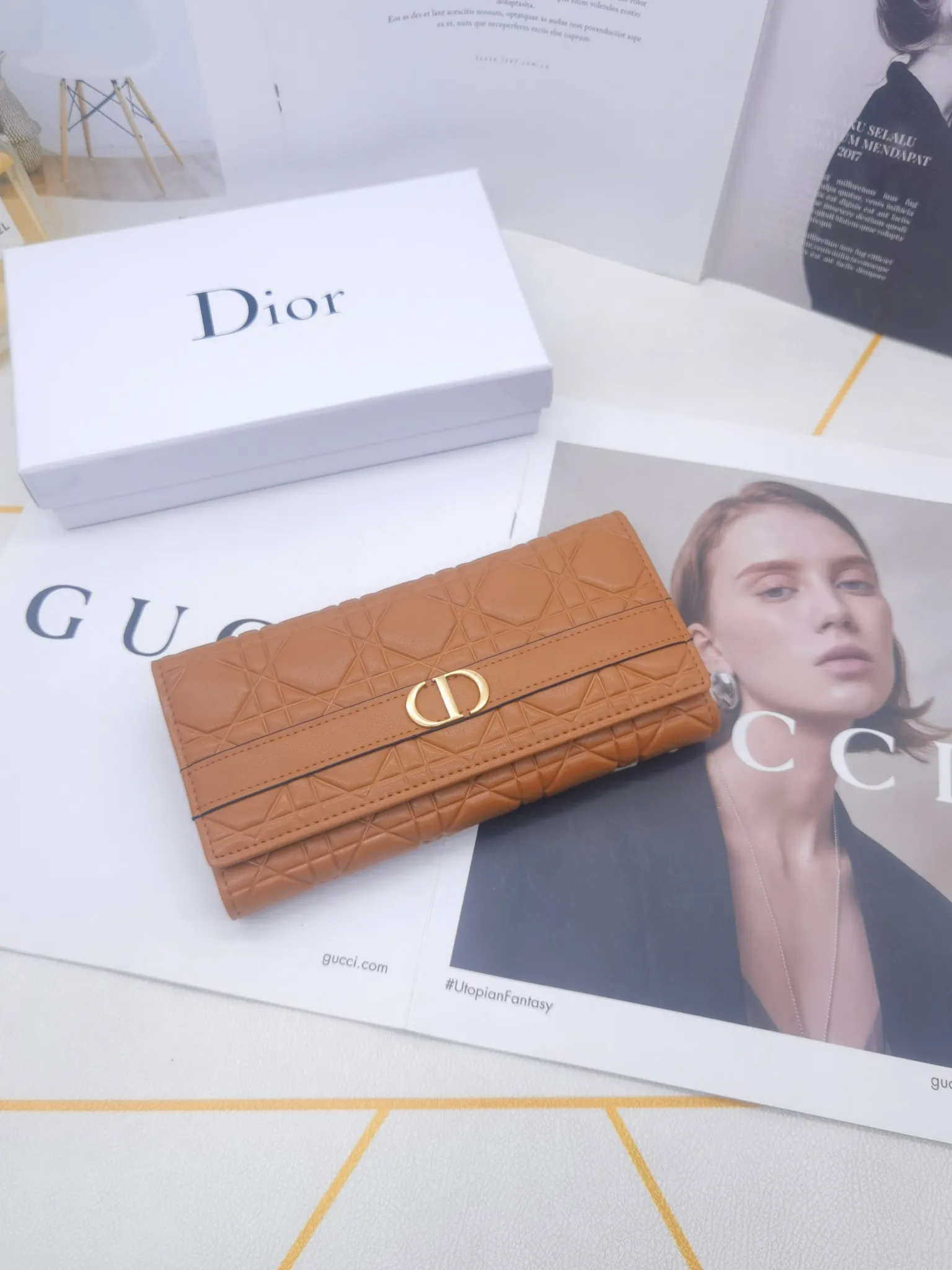 ディオール「Dior」Caro Orchid ロングウォレット
