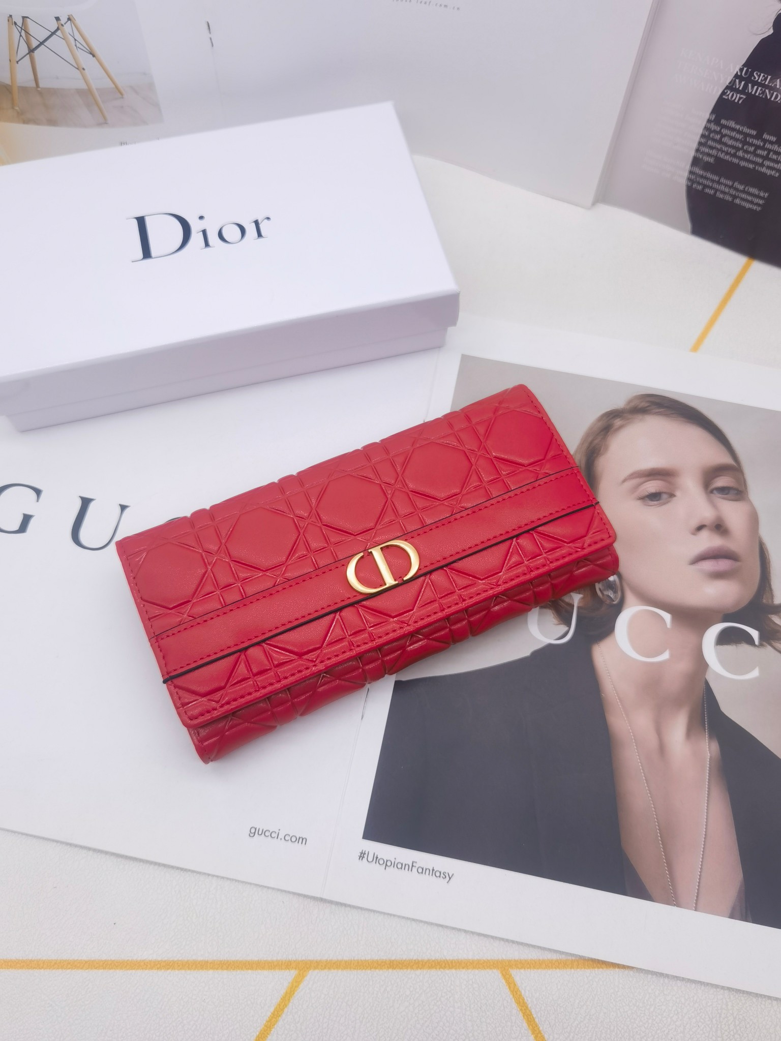 ディオール「Dior」Caro Orchid ロングウォレット