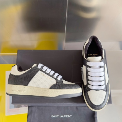 サンローラン「Saint Laurent」 SL61 ローバーカット レースアップスニーカー ブラック＆ホワイト