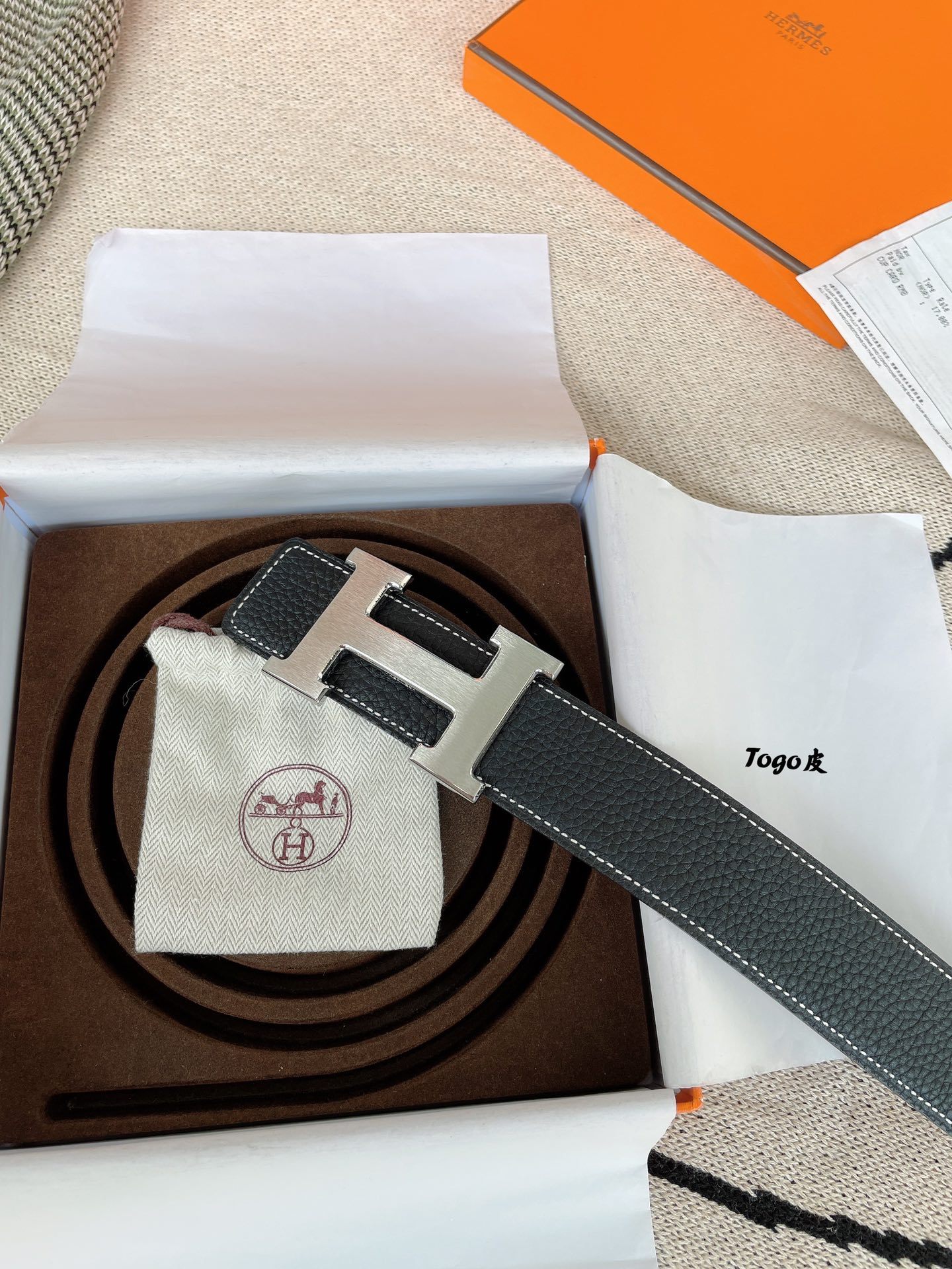 エルメス「Hermès」プレミアム トゴレザーベルト / ハイエンドウエストベルト38m
