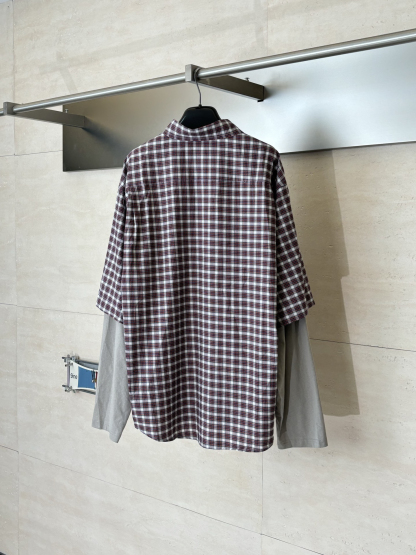 Balenciagaバレンシアガ トロンプ・ルイユ チェックシャツ / ロングスリーブシャツ