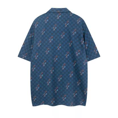 グッチ「Gucci」グッチ オールオーバーロゴ ショートスリーブシャツ / デニムシャツ