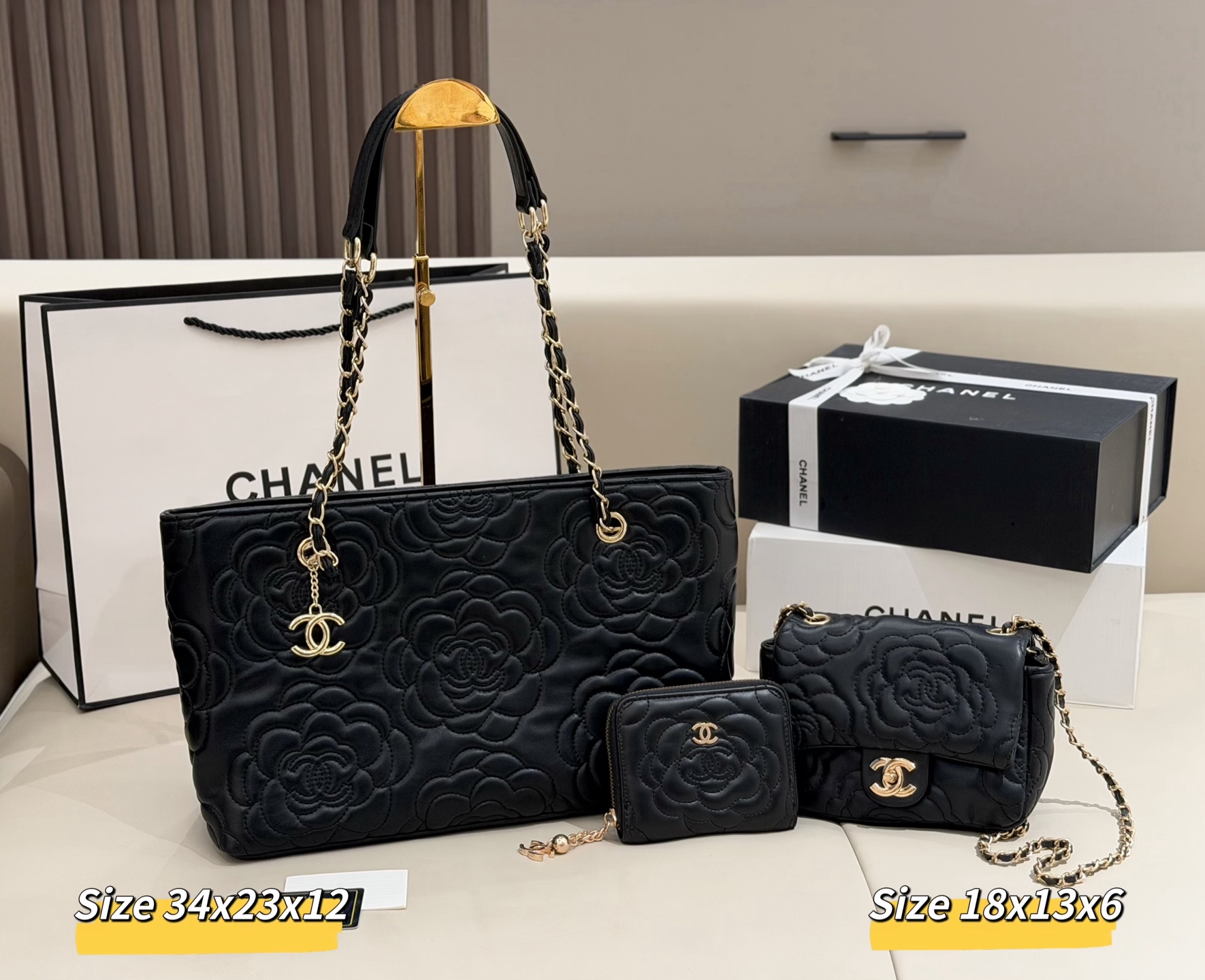 シャネル「Chanel」コンビネーションバッグ3点セット / トートバッグ＆ポーチセット