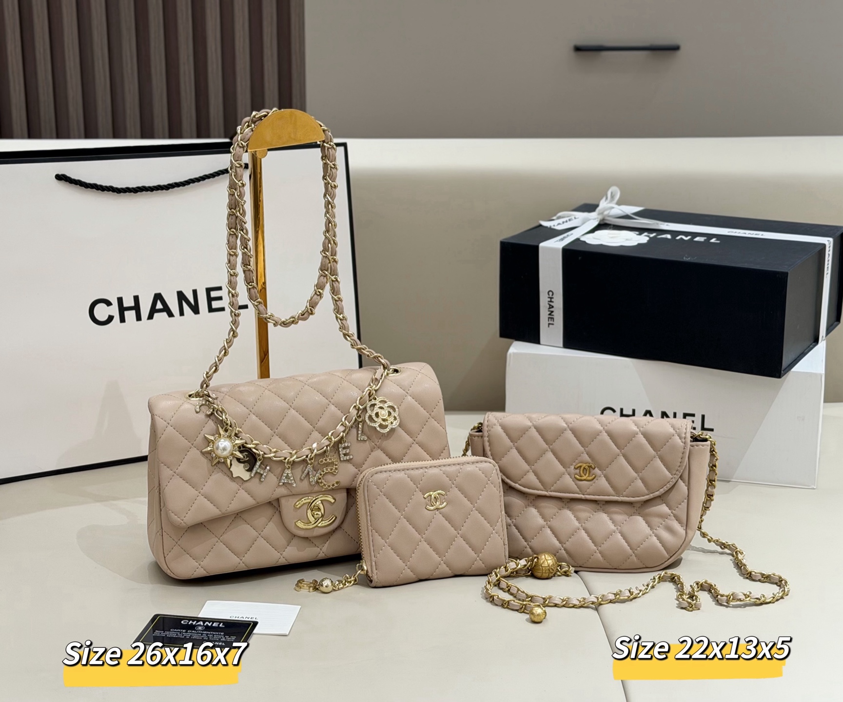 シャネル「Chanel」コンビネーションバッグ3点セット / トートバッグ＆ポーチセット
