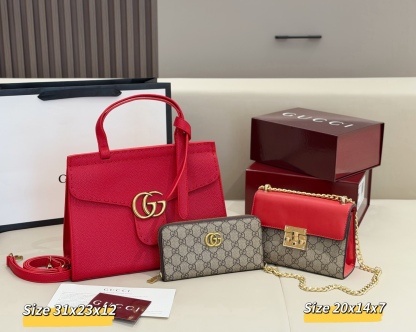 グッチ「Gucci」コンビネーションバッグ3点セット / トートバッグ＆ポーチセット
