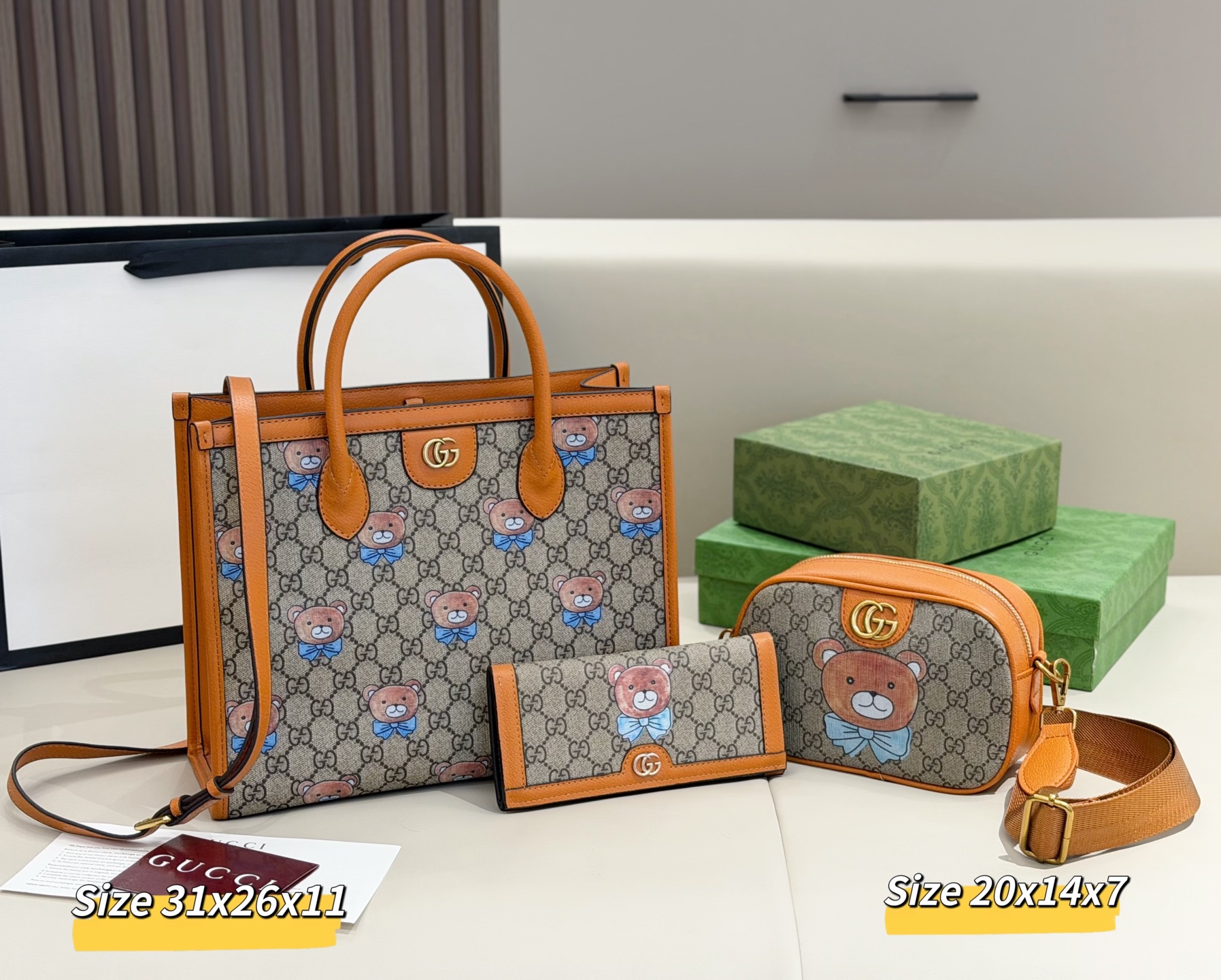グッチ「Gucci」コンビネーションバッグ3点セット / トートバッグ＆ポーチセット